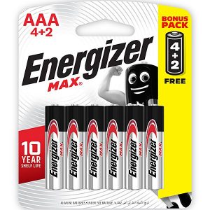 Energizer 1.5v MAX Alkaline AAA Battery Card 4+2 Free