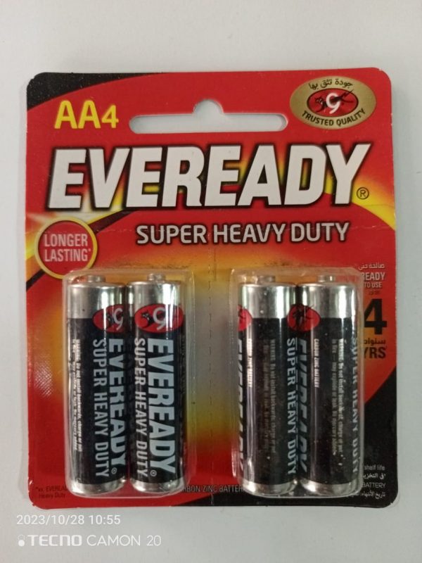 Eveready Super Heavy Duty AA Batteries (Pack of 4)