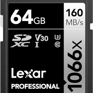 Lexar 64GB Professional 1066x SDXC Memory Card, UHS-I, C10, U3, V30, Full-HD & 4K Video, Up To 160MB/s Read, for DSLR and Mirrorless Cameras